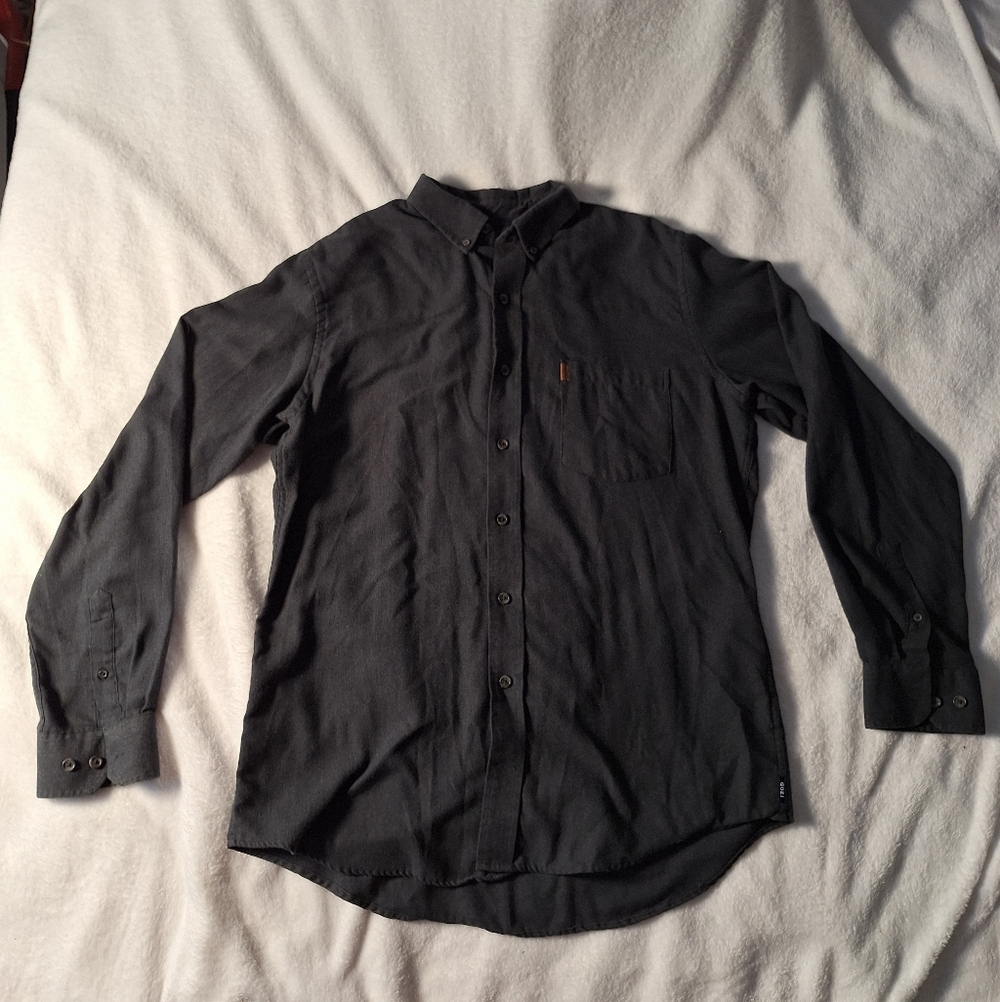 IZOD Men’s Long Sleeve Button-Down Shirt Gray Size LT Tall Casual Collared Top
